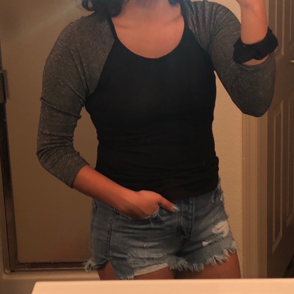 Black and sparky silver sleeves shirt